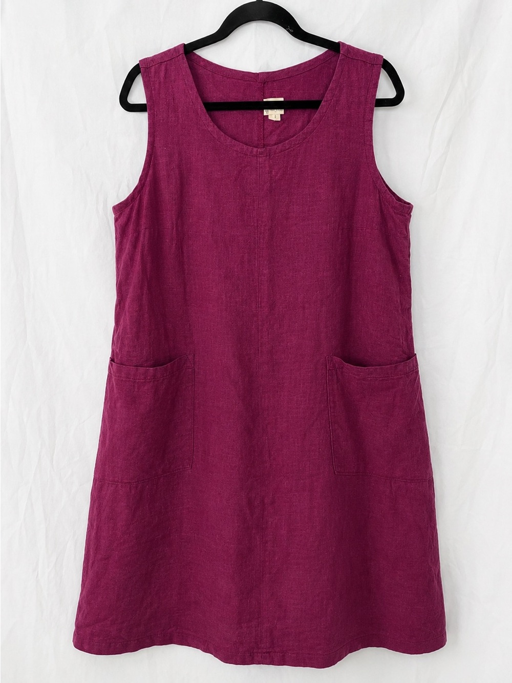 THE Maybe Collection Sleeveless Linen Shift Dress in Berry Plum